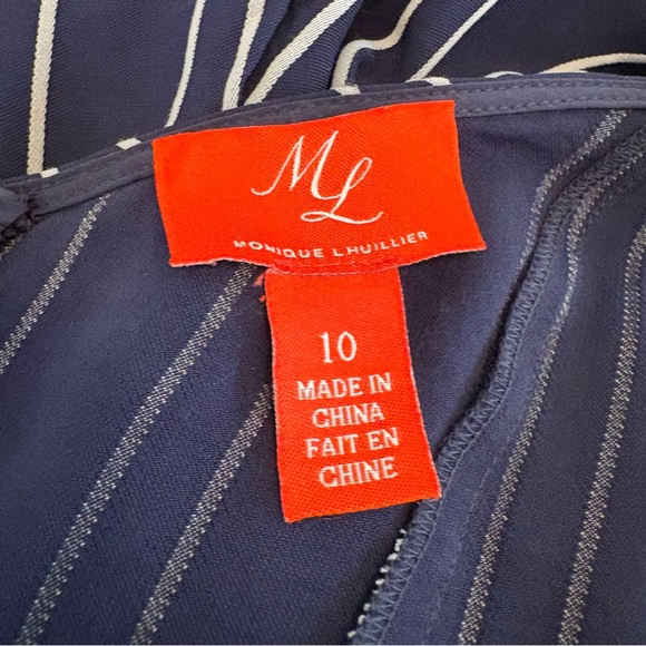 Monique Lhuillier navy and White Striped Jumpsuit sz 10 - Picture 11 of 15